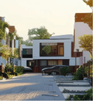 فيلتان متجاورتان في حي سكني هادئ